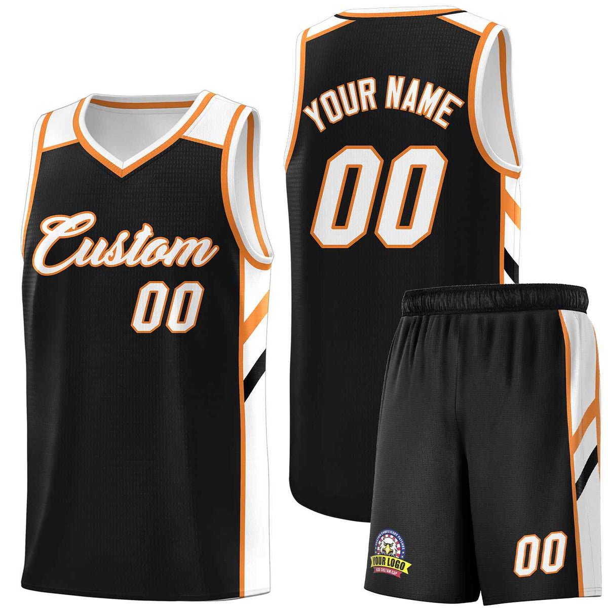 Custom Black White-Orange Classic Sets Sports Uniform Basketball Jersey