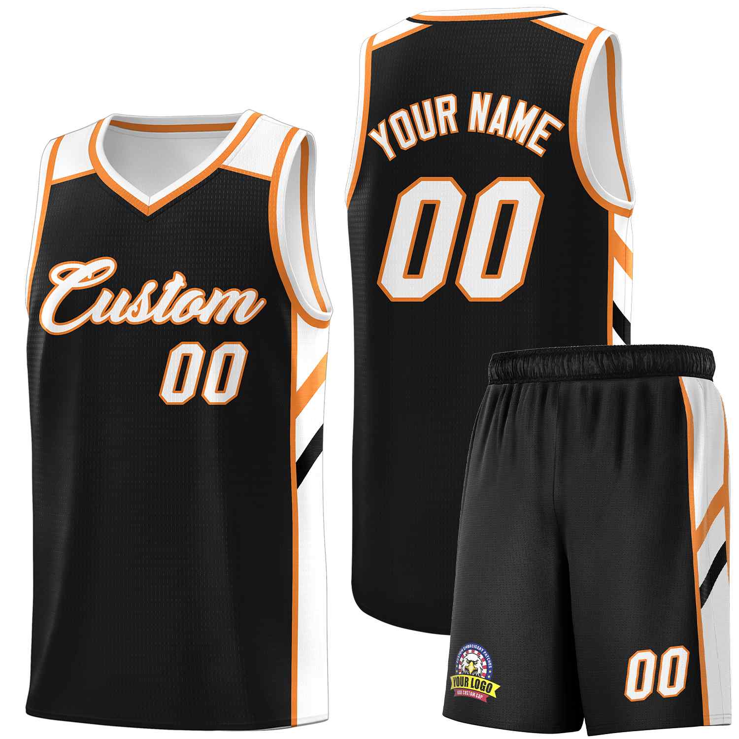 Custom Black White-Orange Classic Sets Sports Uniform Basketball Jersey