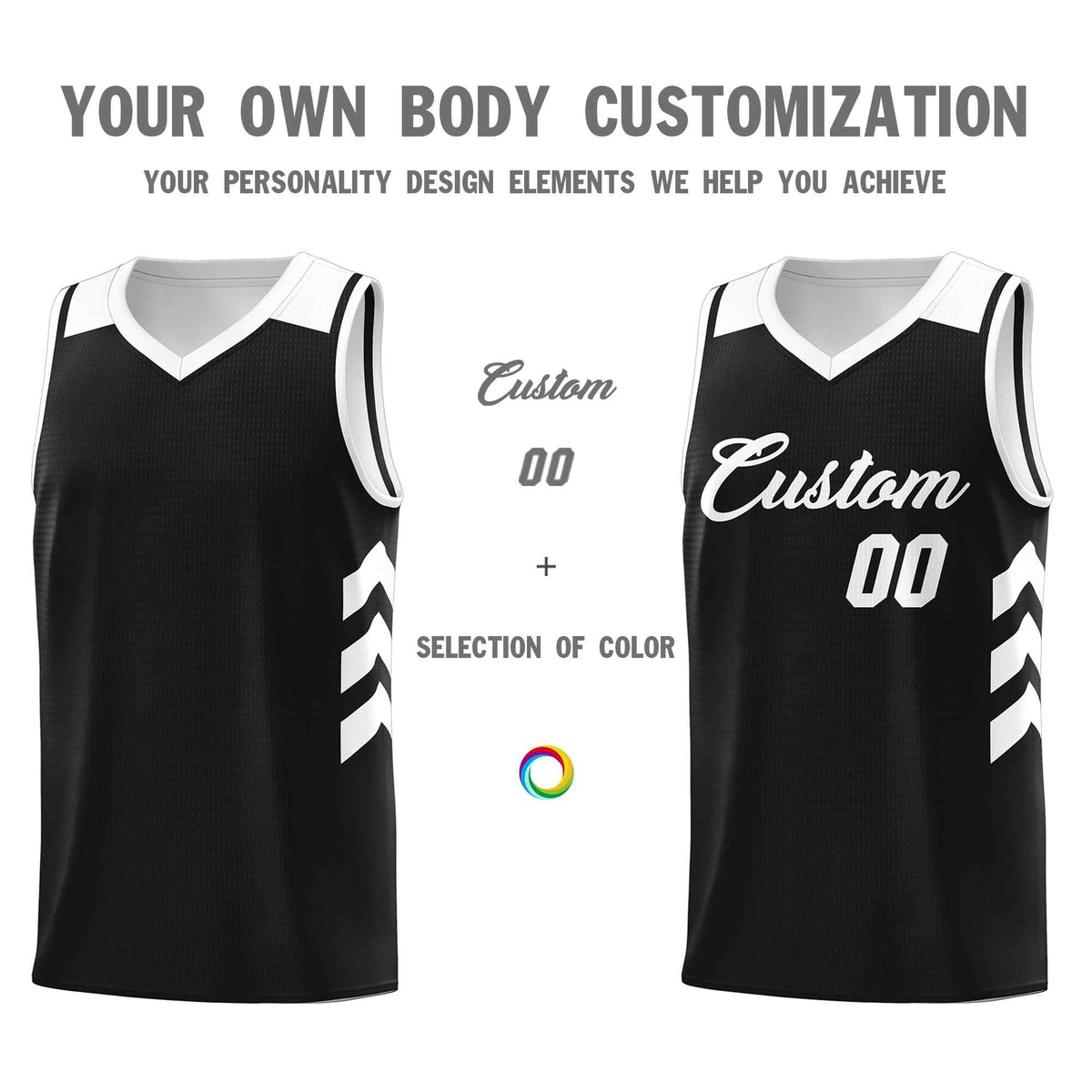 Custom Black White Classic Sets Sports Uniform Basketball Jersey