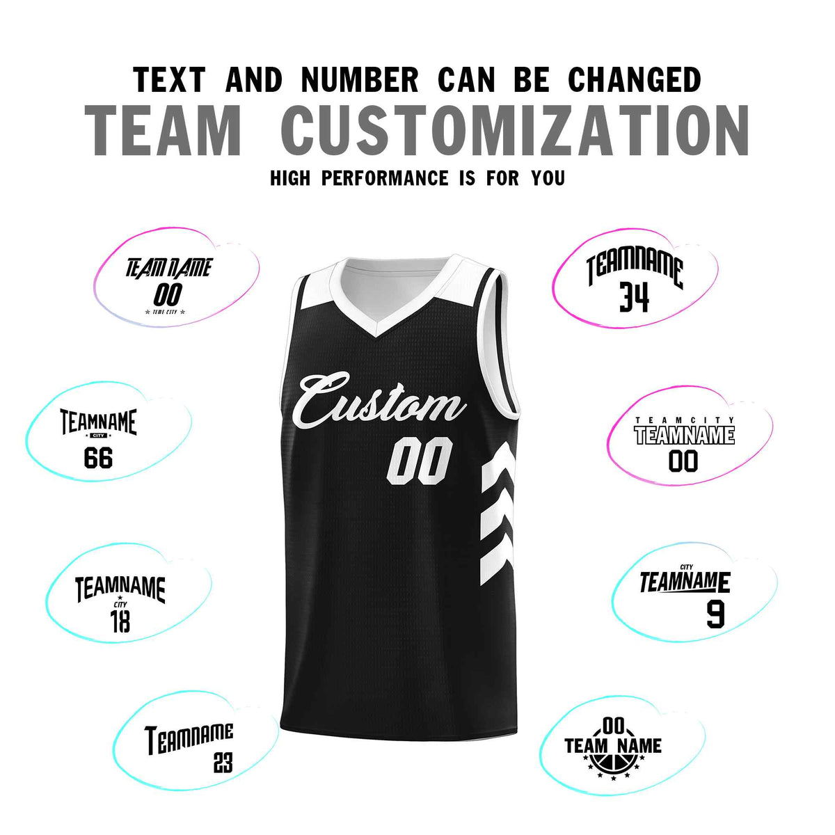 Custom Black White Classic Sets Sports Uniform Basketball Jersey