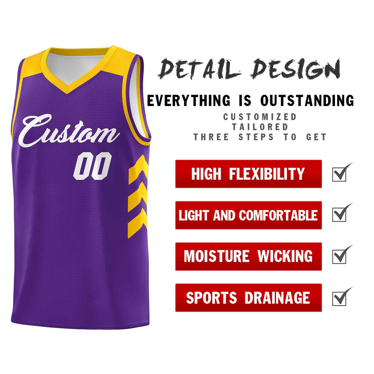 Custom Purple White Classic Sets Sports Uniform Basketball Jersey