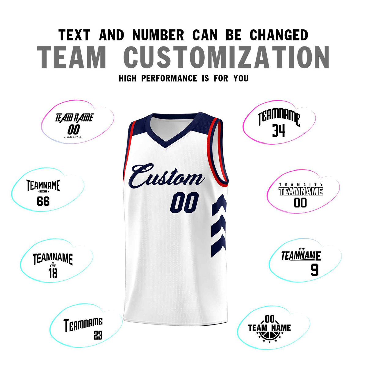 Custom White Navy Classic Sets Sports Uniform Basketball Jersey
