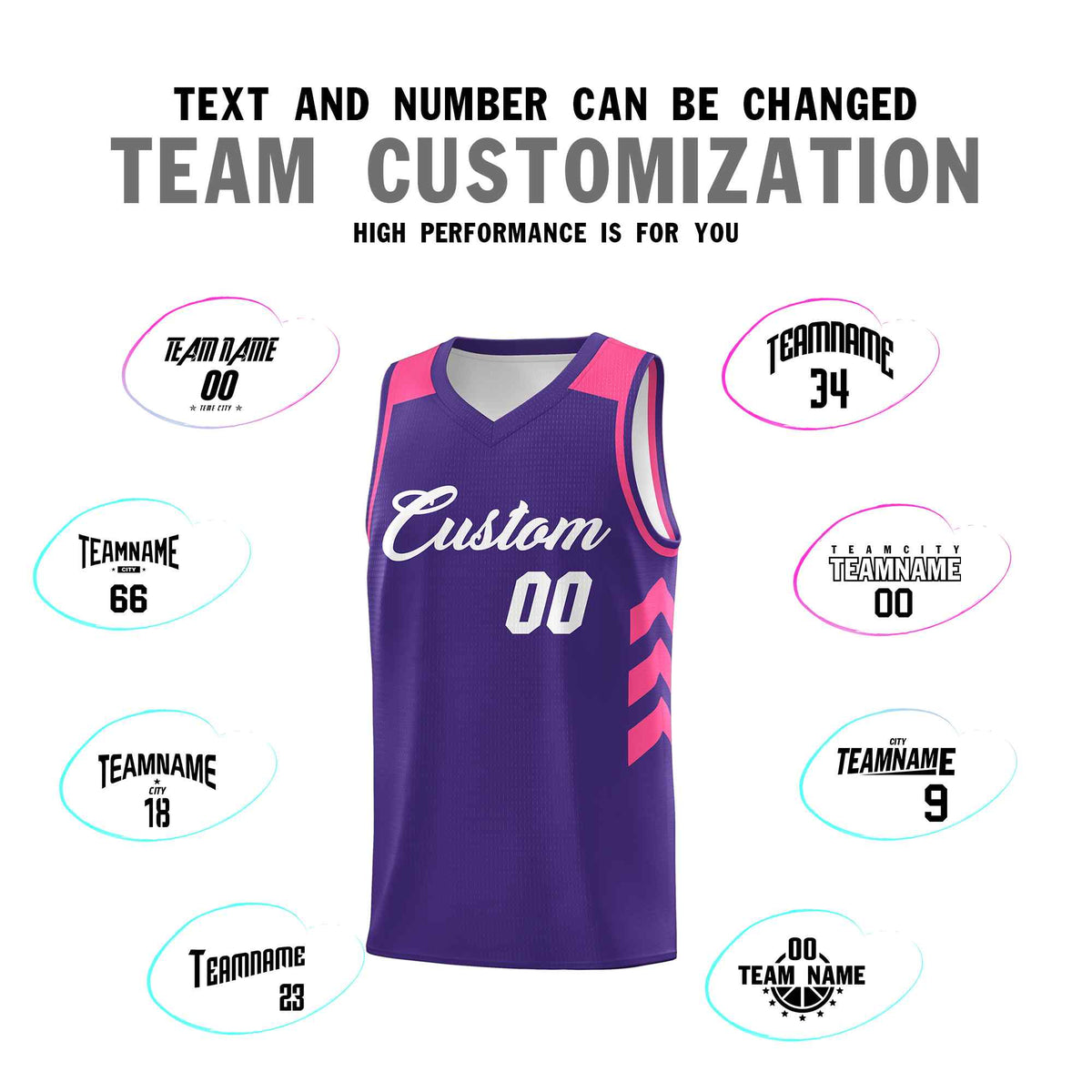 Custom Purple White Classic Sets Sports Uniform Basketball Jersey
