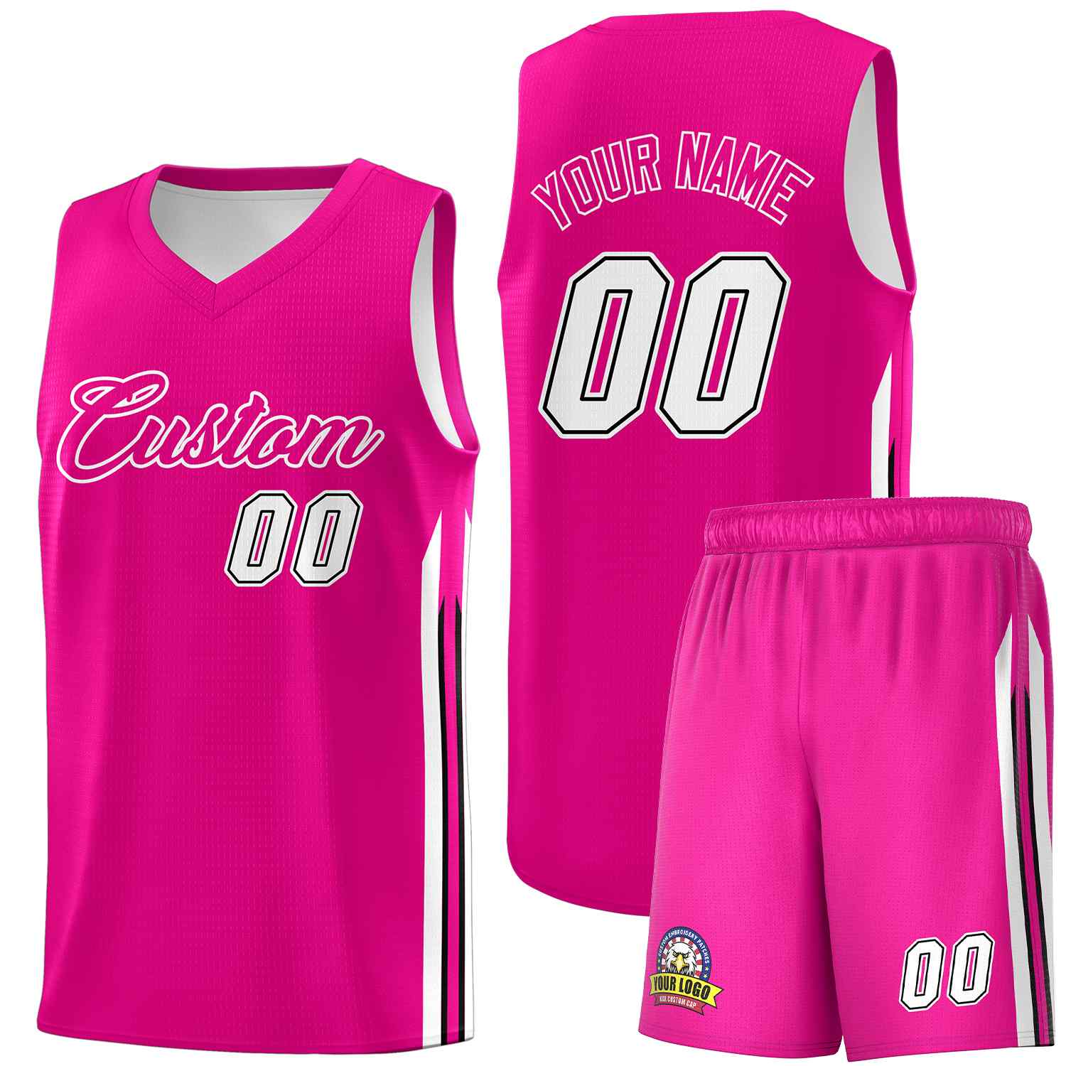 Custom Pink White Classic Sets Sports Uniform Basketball Jersey