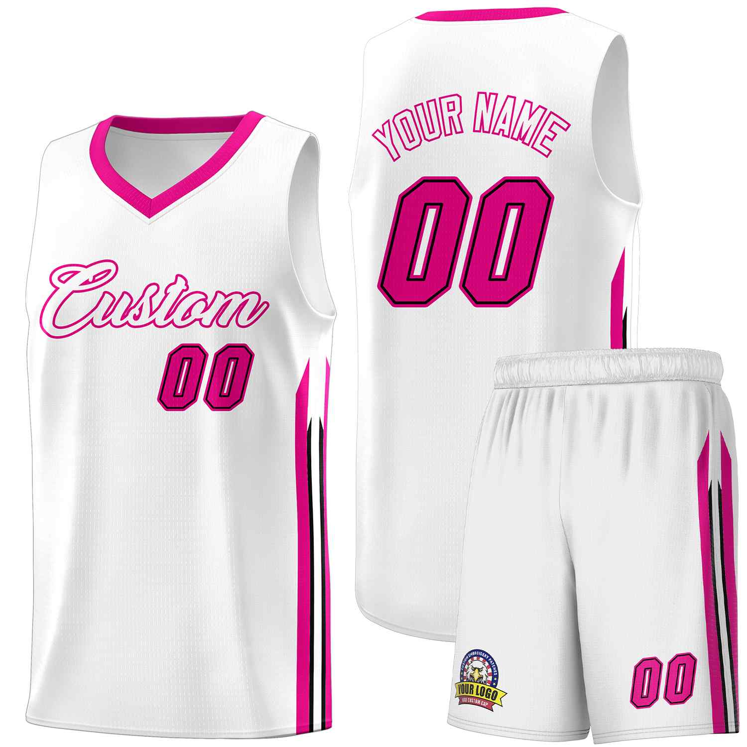 Custom White Pink Classic Sets Sports Uniform Basketball Jersey