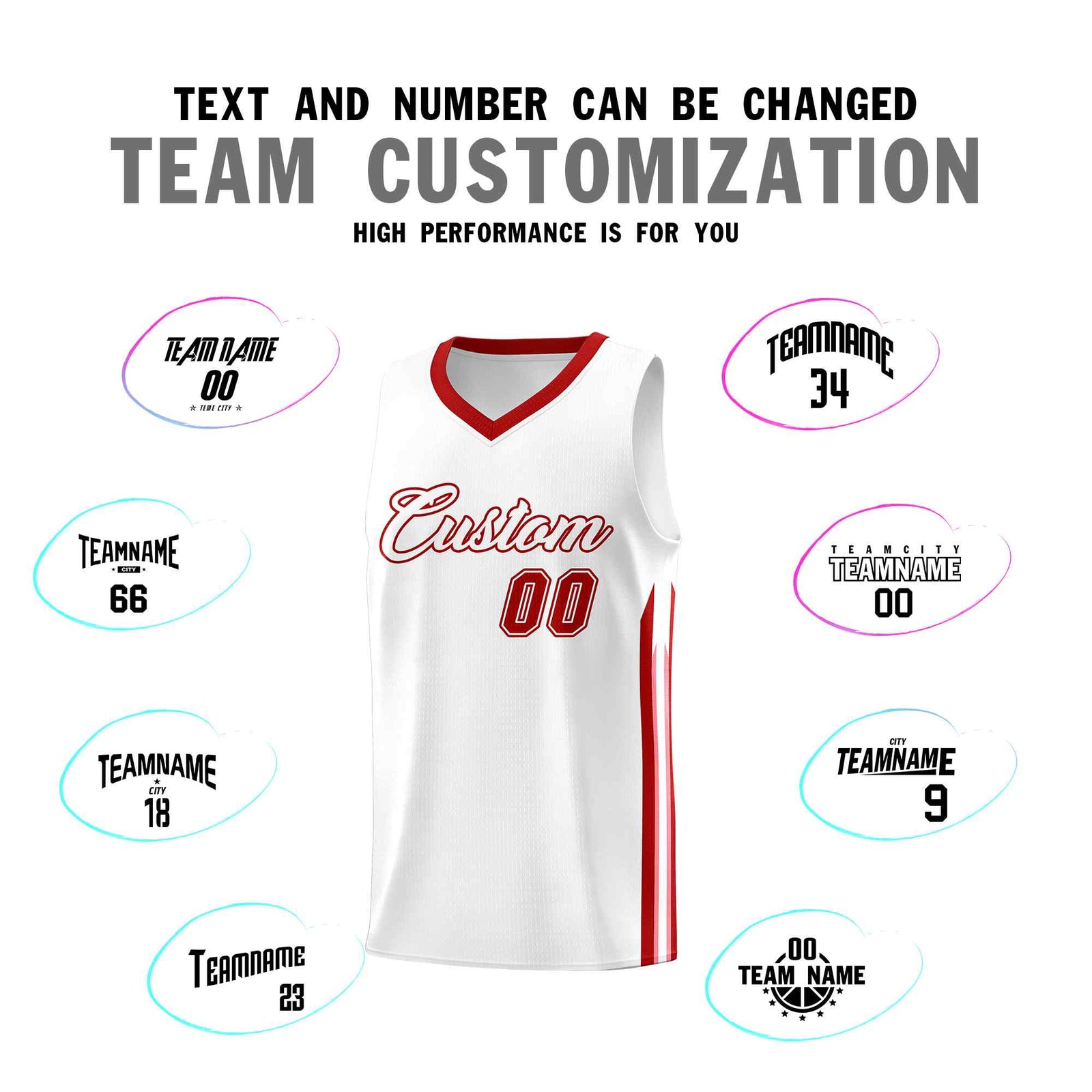 Custom White Red Classic Sets Sports Uniform Basketball Jersey