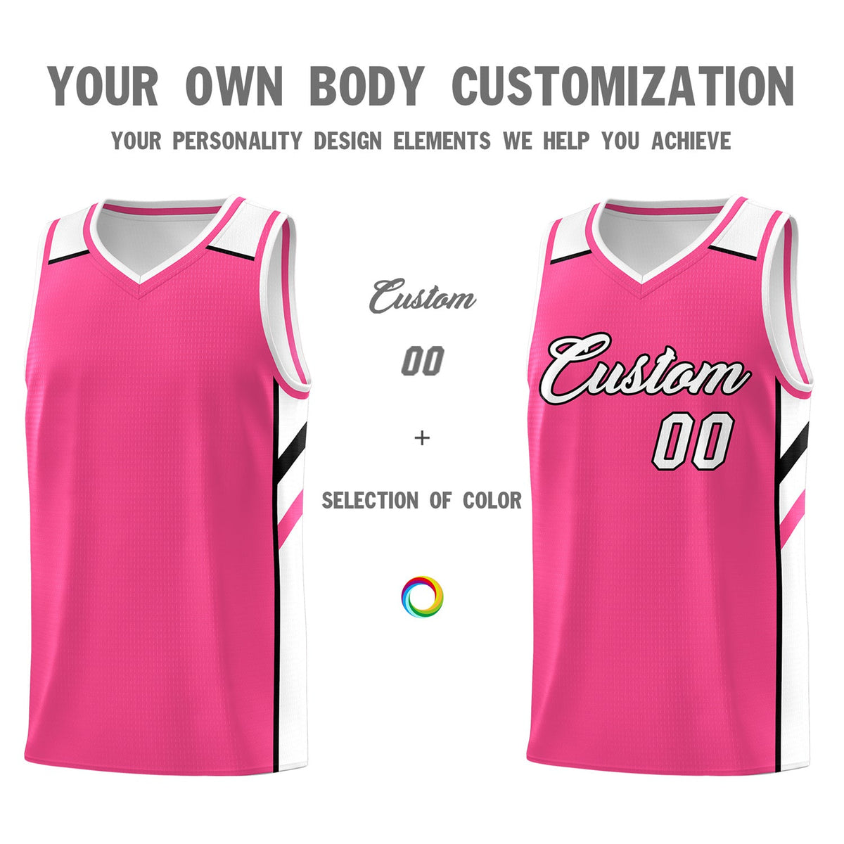 Custom Pink White Classic Tops Fashion Sportwear Basketball Jersey