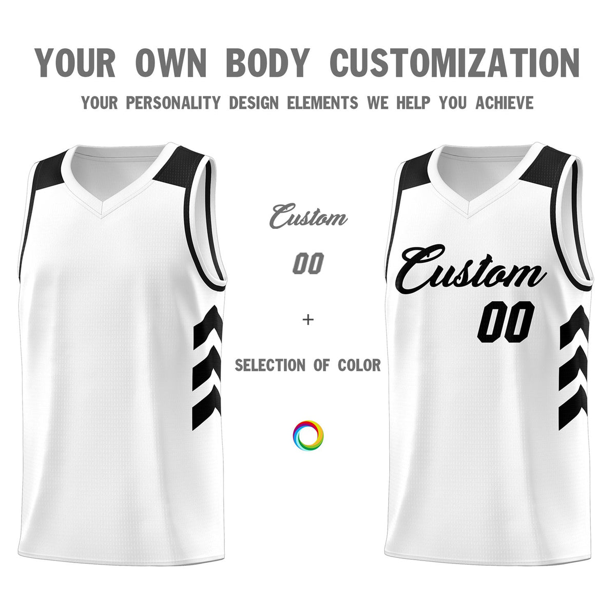 Custom White Black Classic Tops Mesh Sport Basketball Jersey