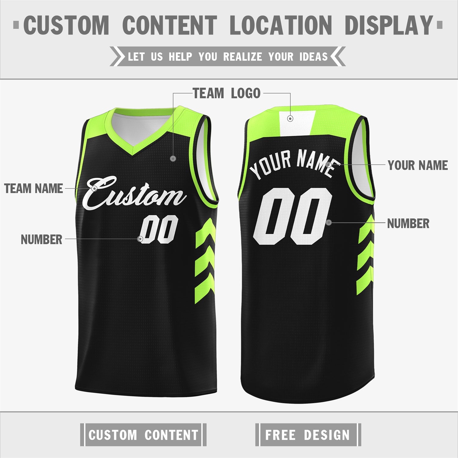 Custom Black White-Green Classic Tops Mesh Basketball Jersey