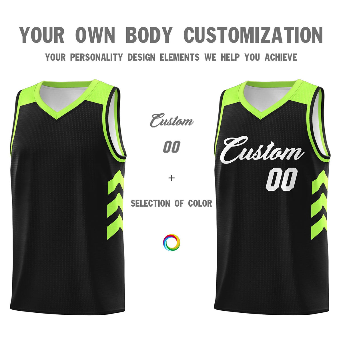 Custom Black White-Green Classic Tops Mesh Basketball Jersey
