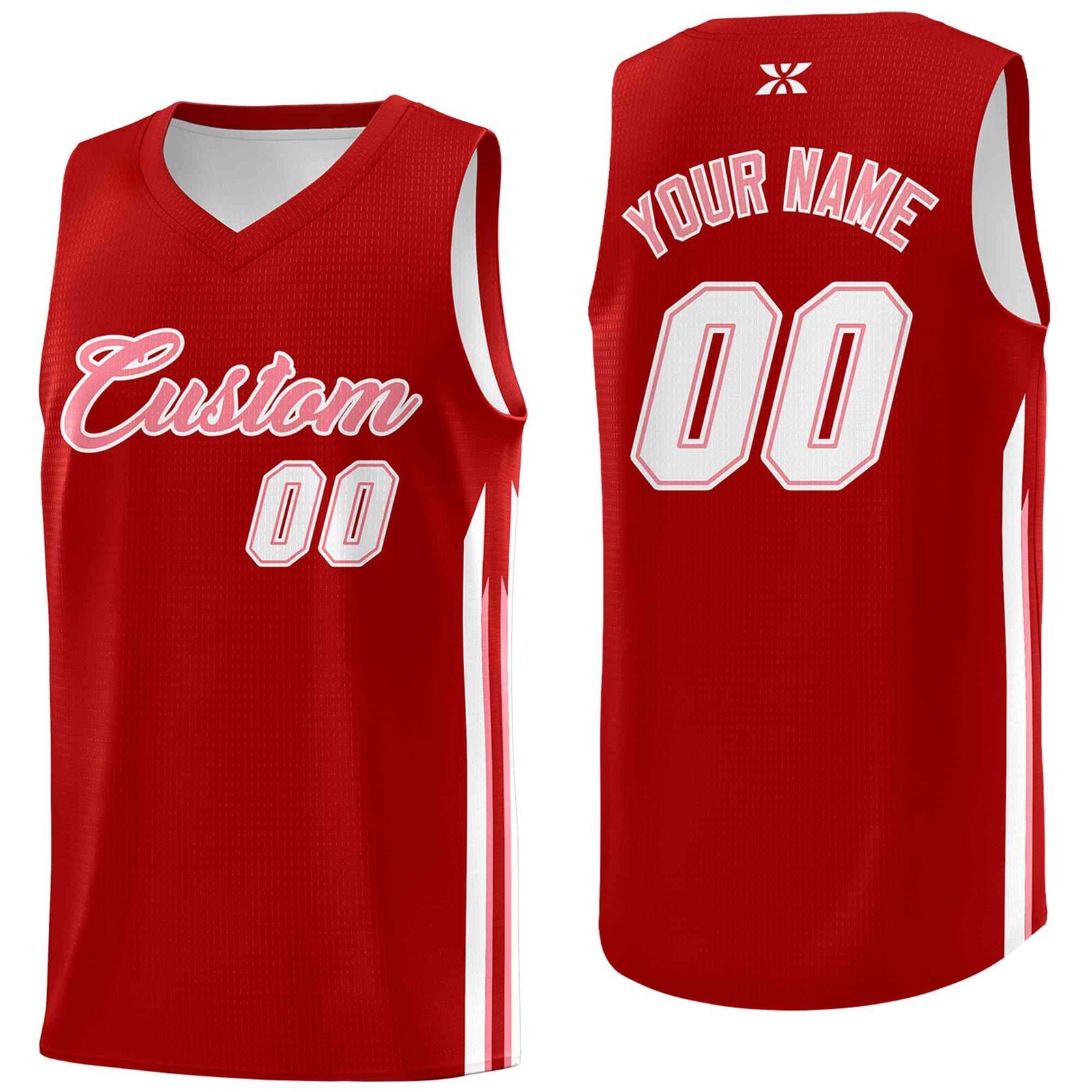 Custom Red Pink-Classic Tops Mesh Sport Basketball Jersey