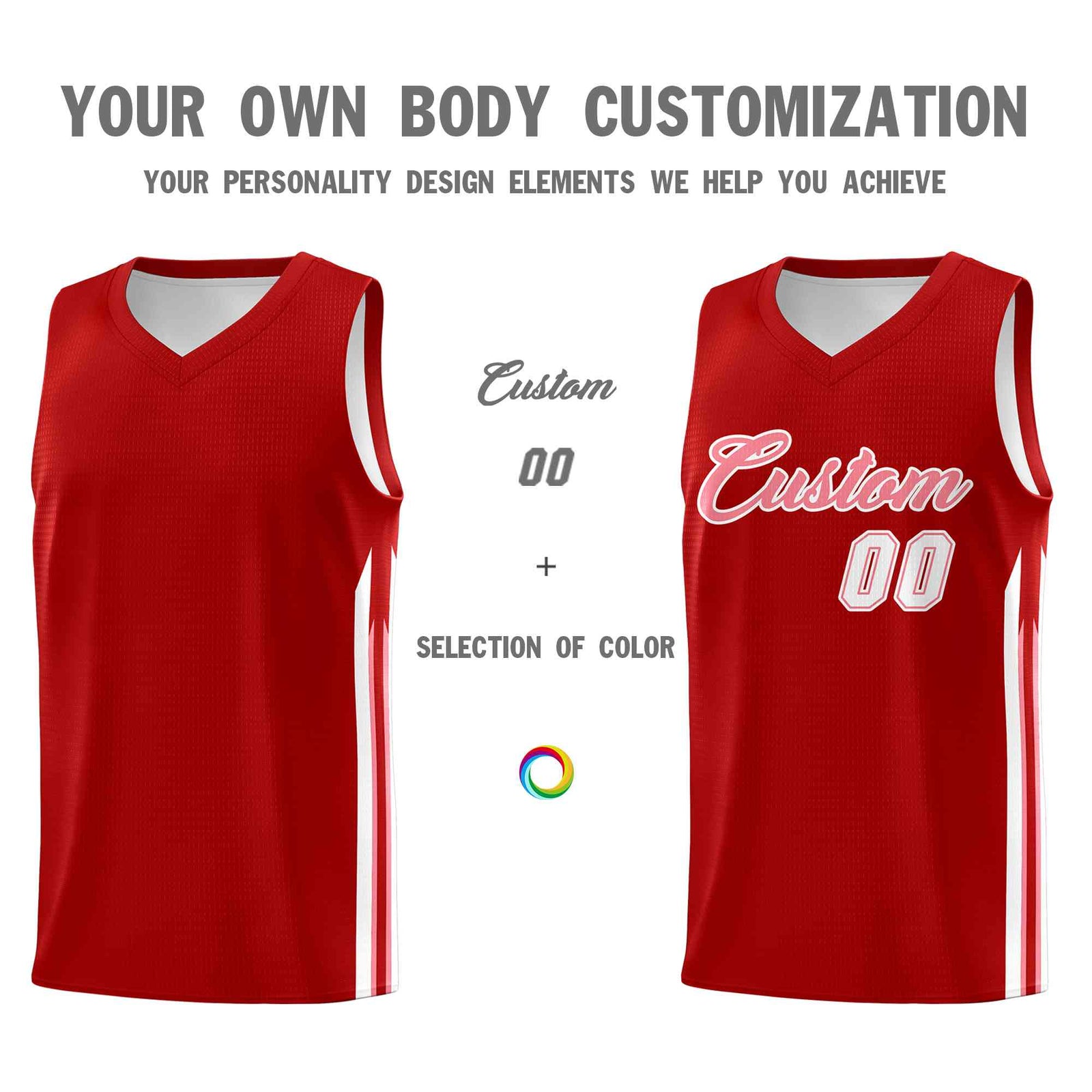 Custom Red Pink-Classic Tops Mesh Sport Basketball Jersey