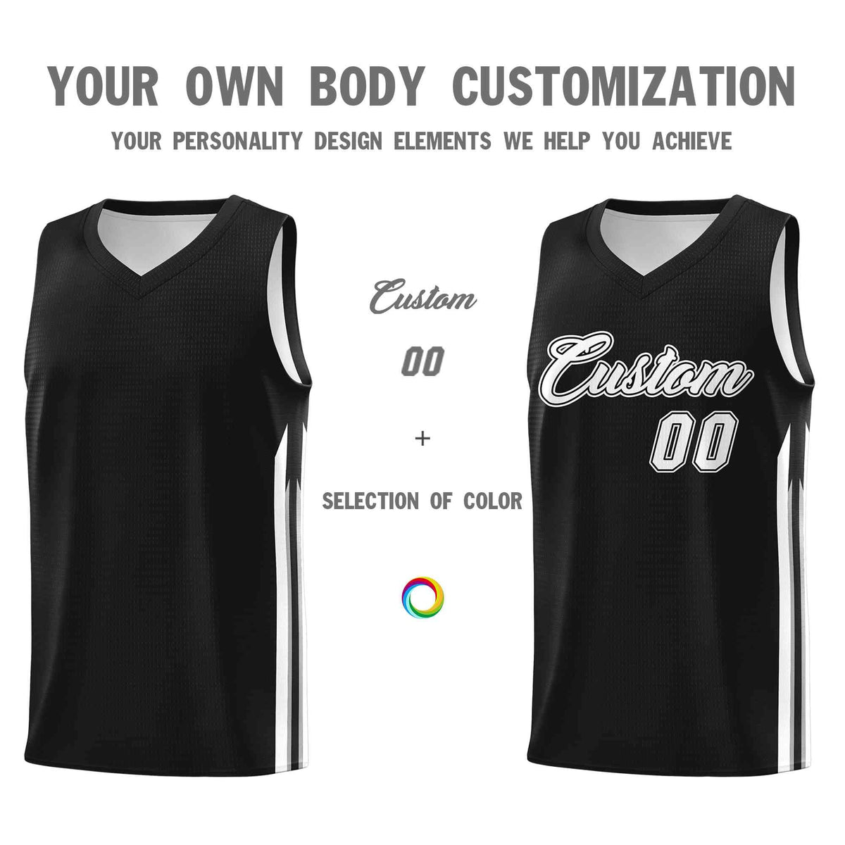 Custom Black White-Classic Tops Mesh Sport Basketball Jersey