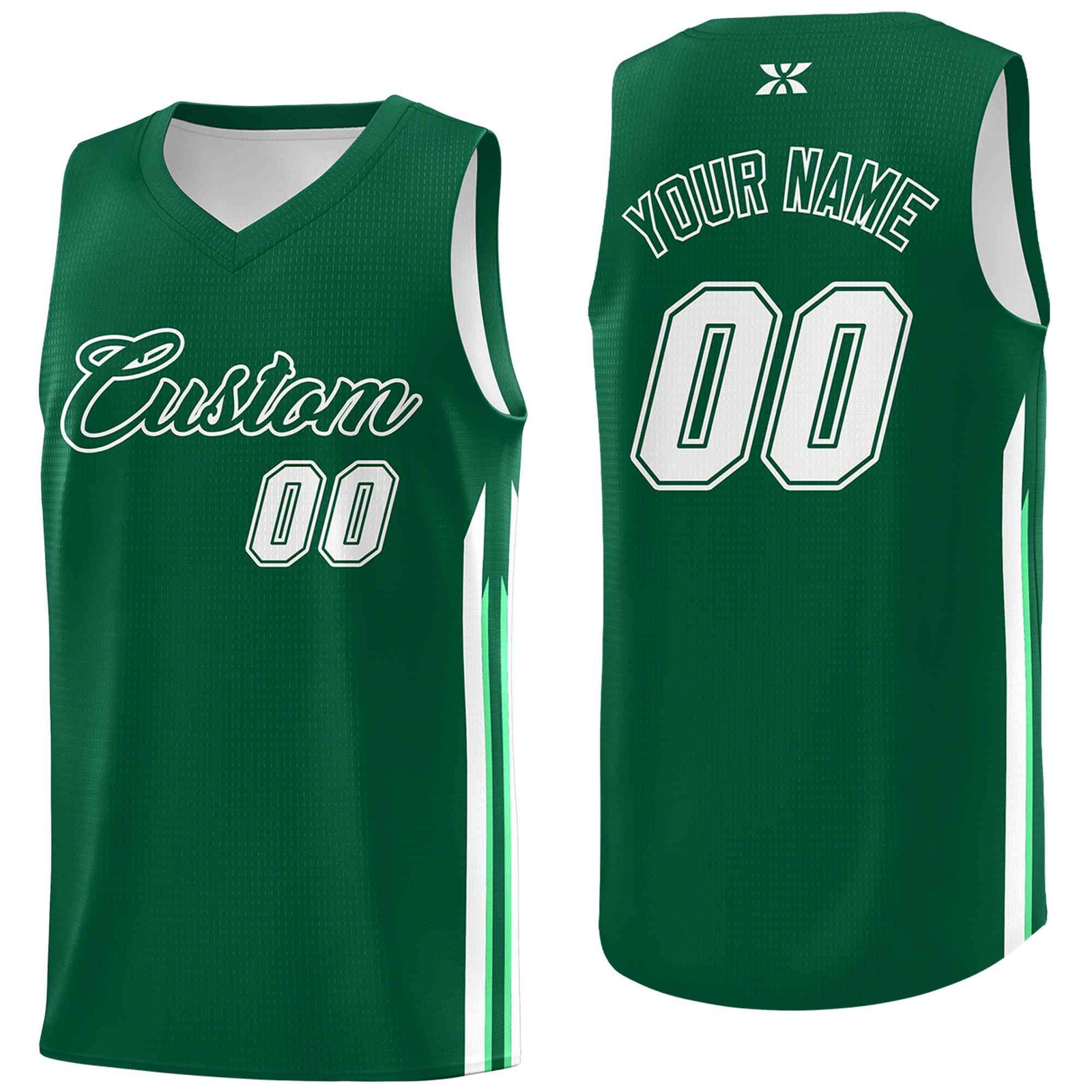 Custom Green White-Classic Tops Mesh Sport Basketball Jersey