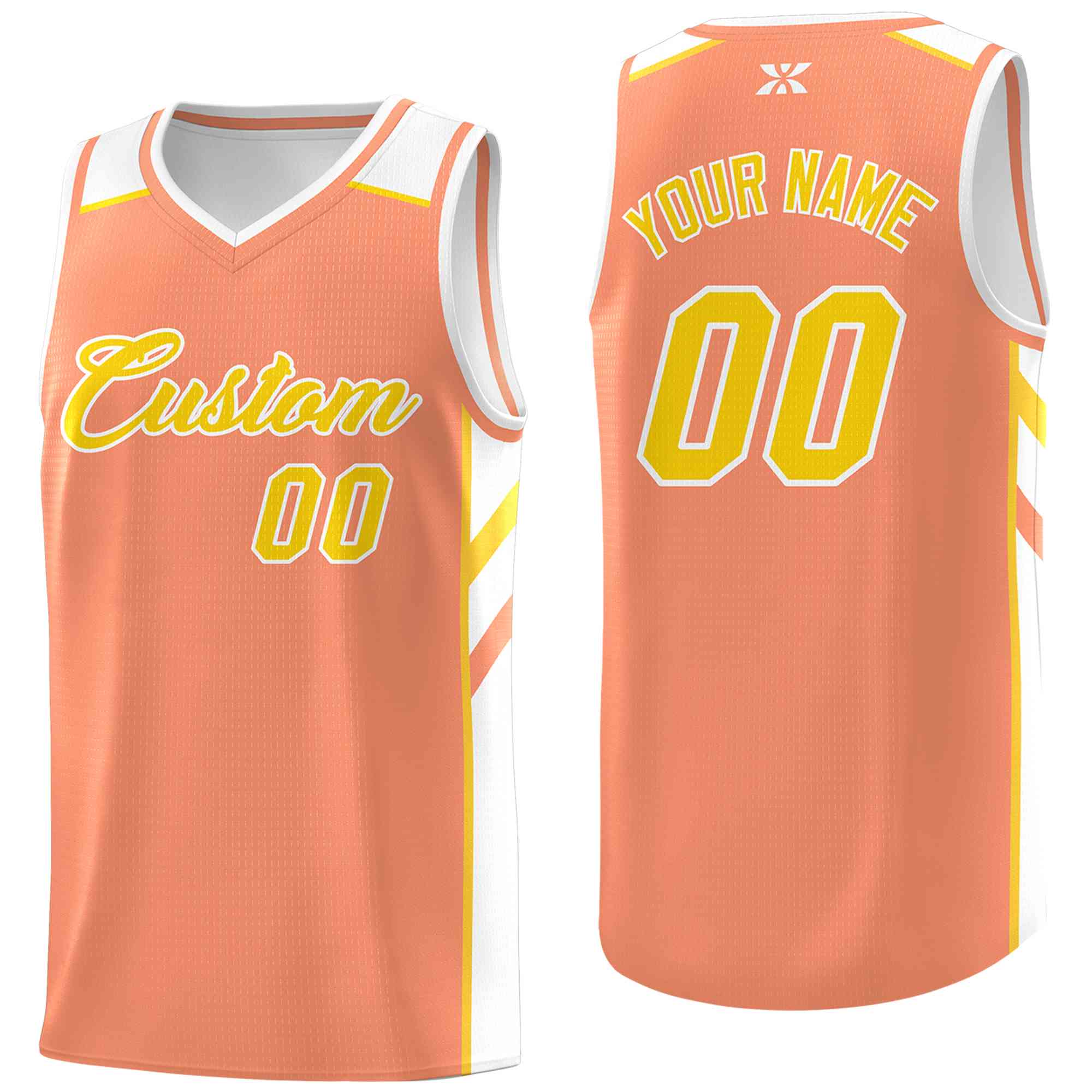 Custom Orange Yellow-White Classic Tops Style Mesh Sport Basketball Jersey