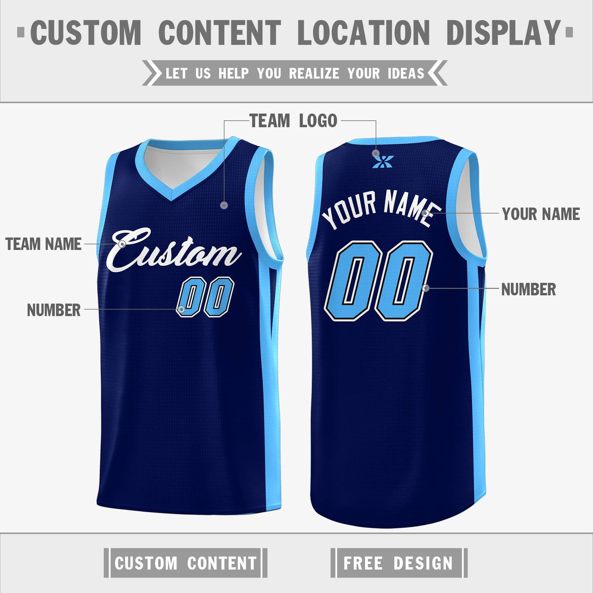 Custom Navy White Classic Tops Outdoor Basketball Jersey