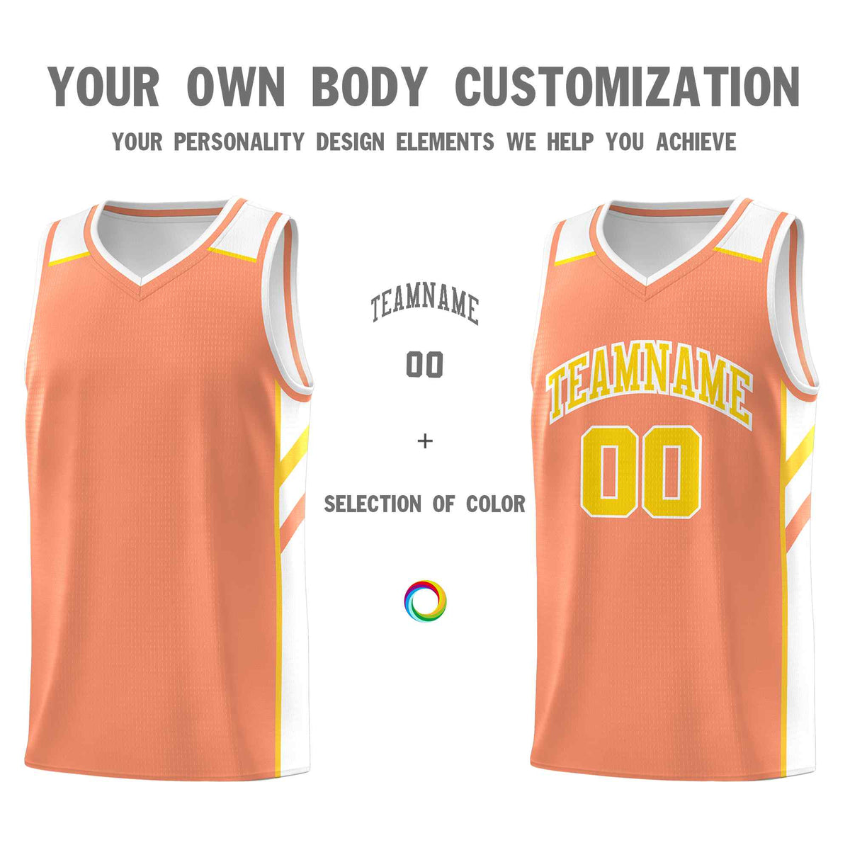 Custom Orange Yellow-White Classic Sets Sports Uniform Basketball Jersey