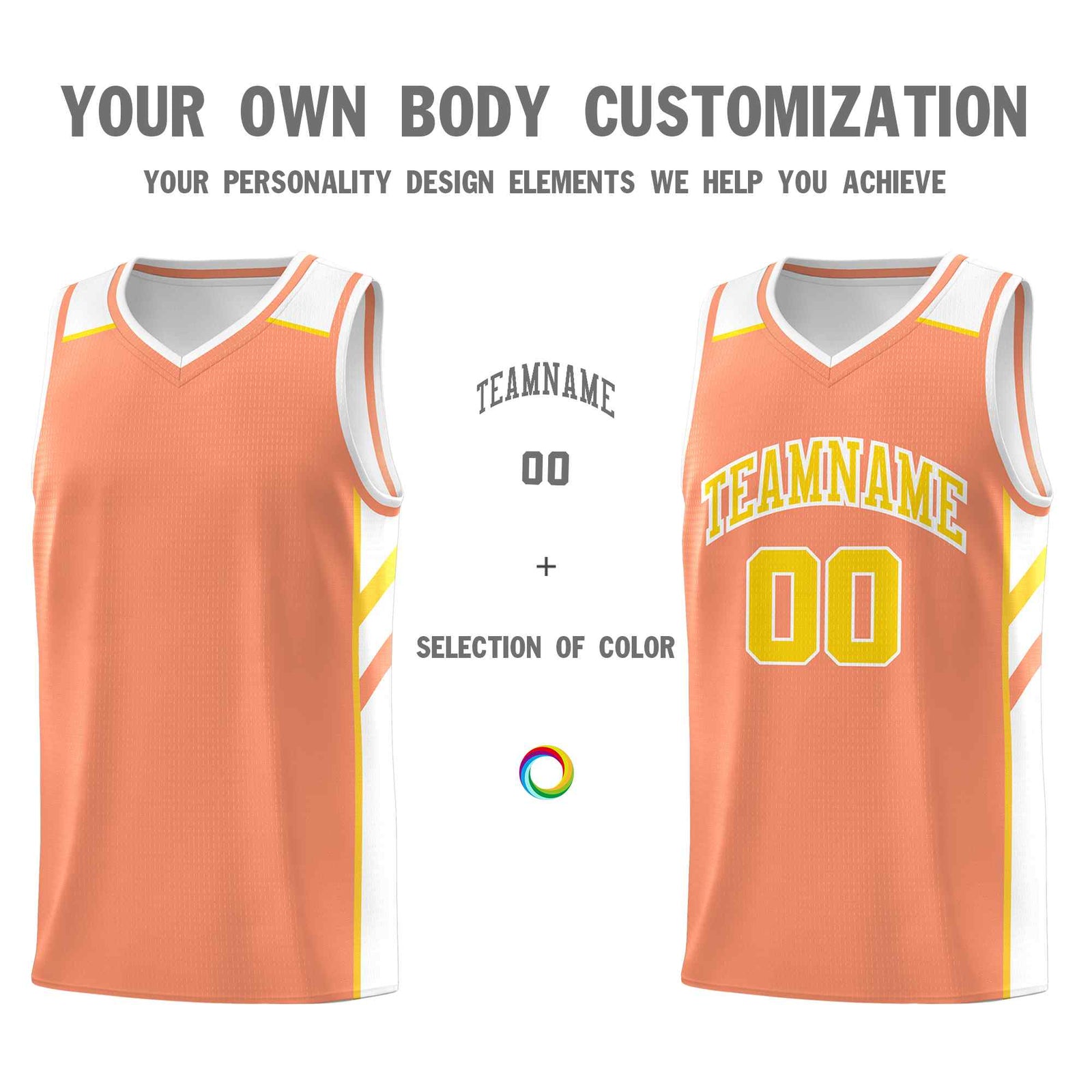 Custom Orange Yellow-White Classic Sets Sports Uniform Basketball Jersey