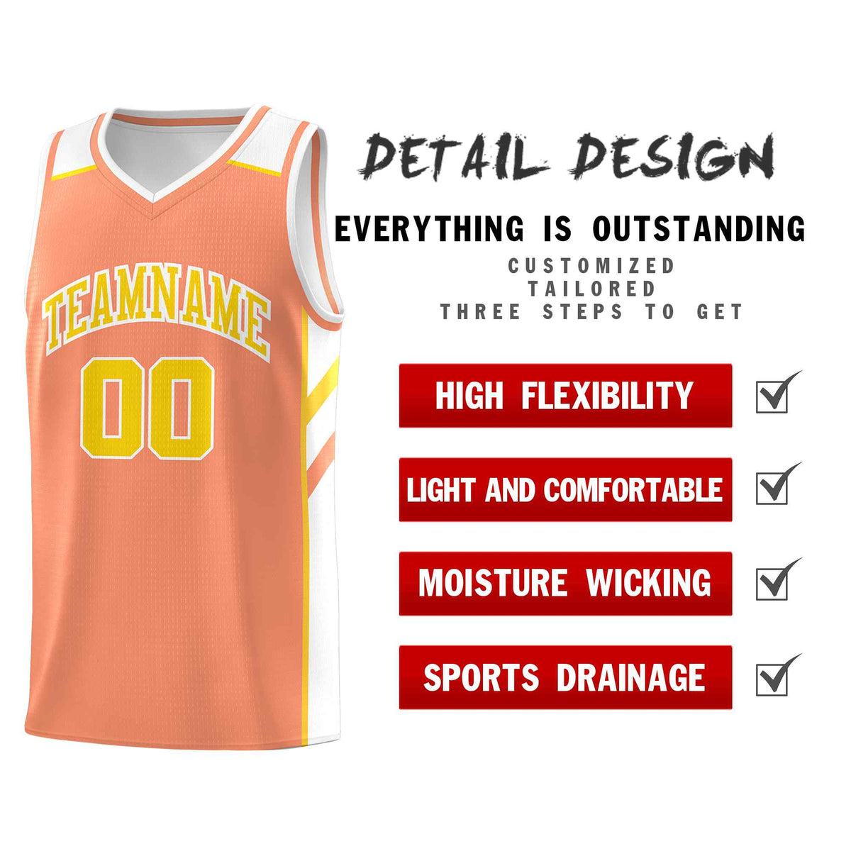Custom Orange Yellow-White Classic Sets Sports Uniform Basketball Jersey