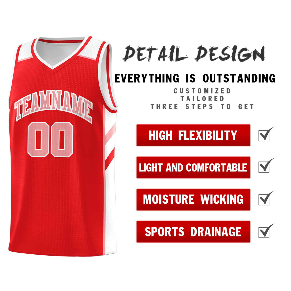 Custom Red Pink-White Classic Sets Sports Uniform Basketball Jersey