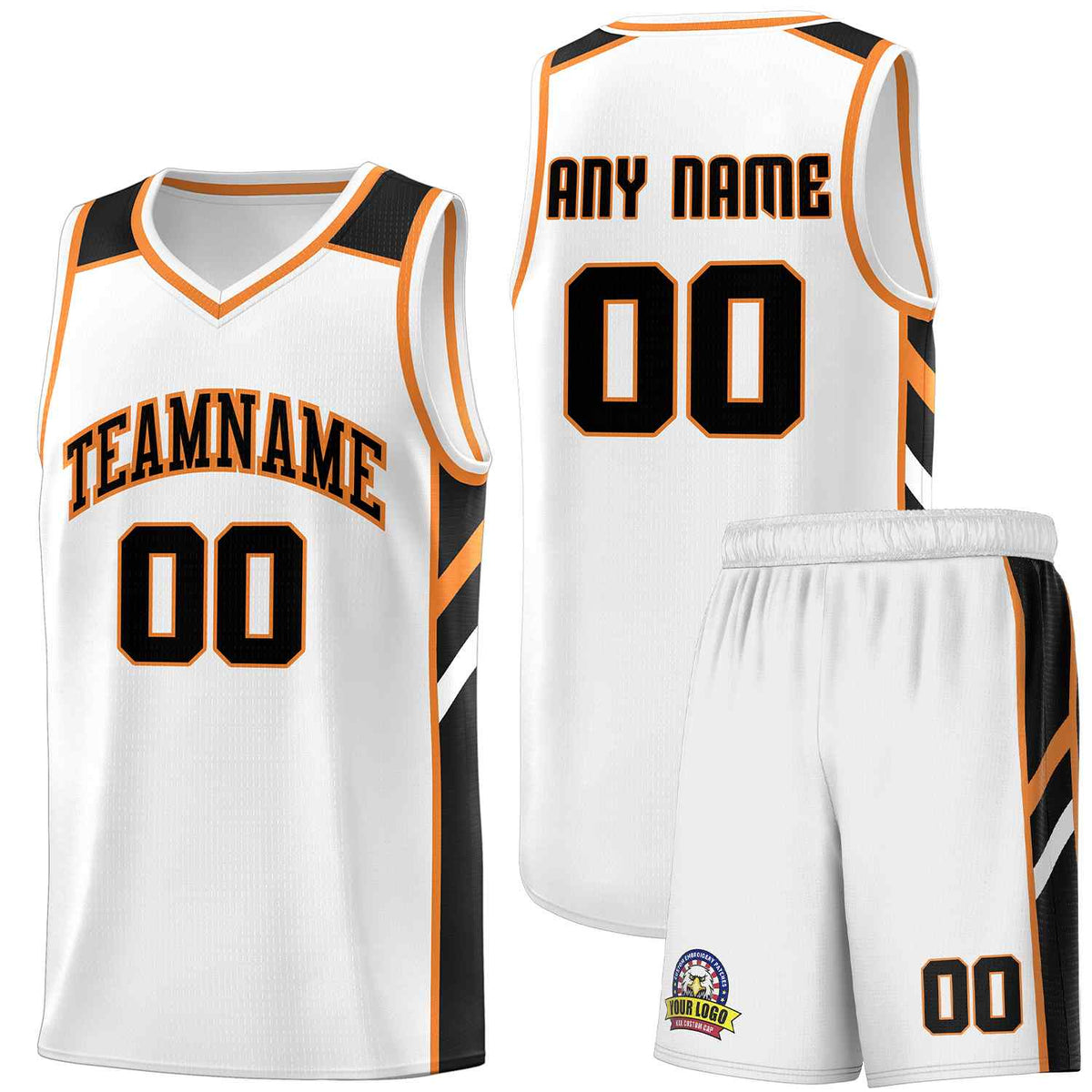 Custom White Black-Orange Classic Sets Sports Uniform Basketball Jersey