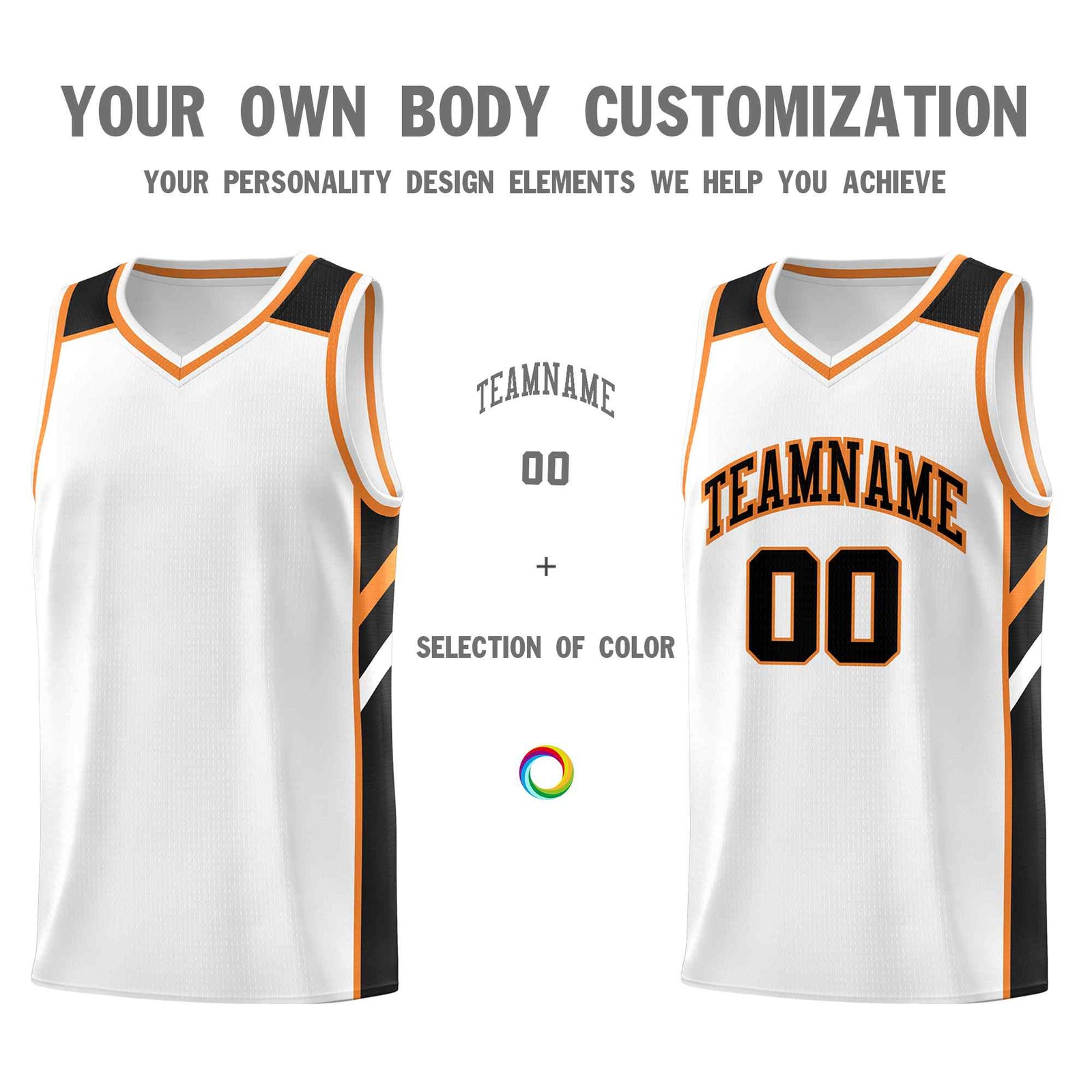 Custom White Black-Orange Classic Sets Sports Uniform Basketball Jersey