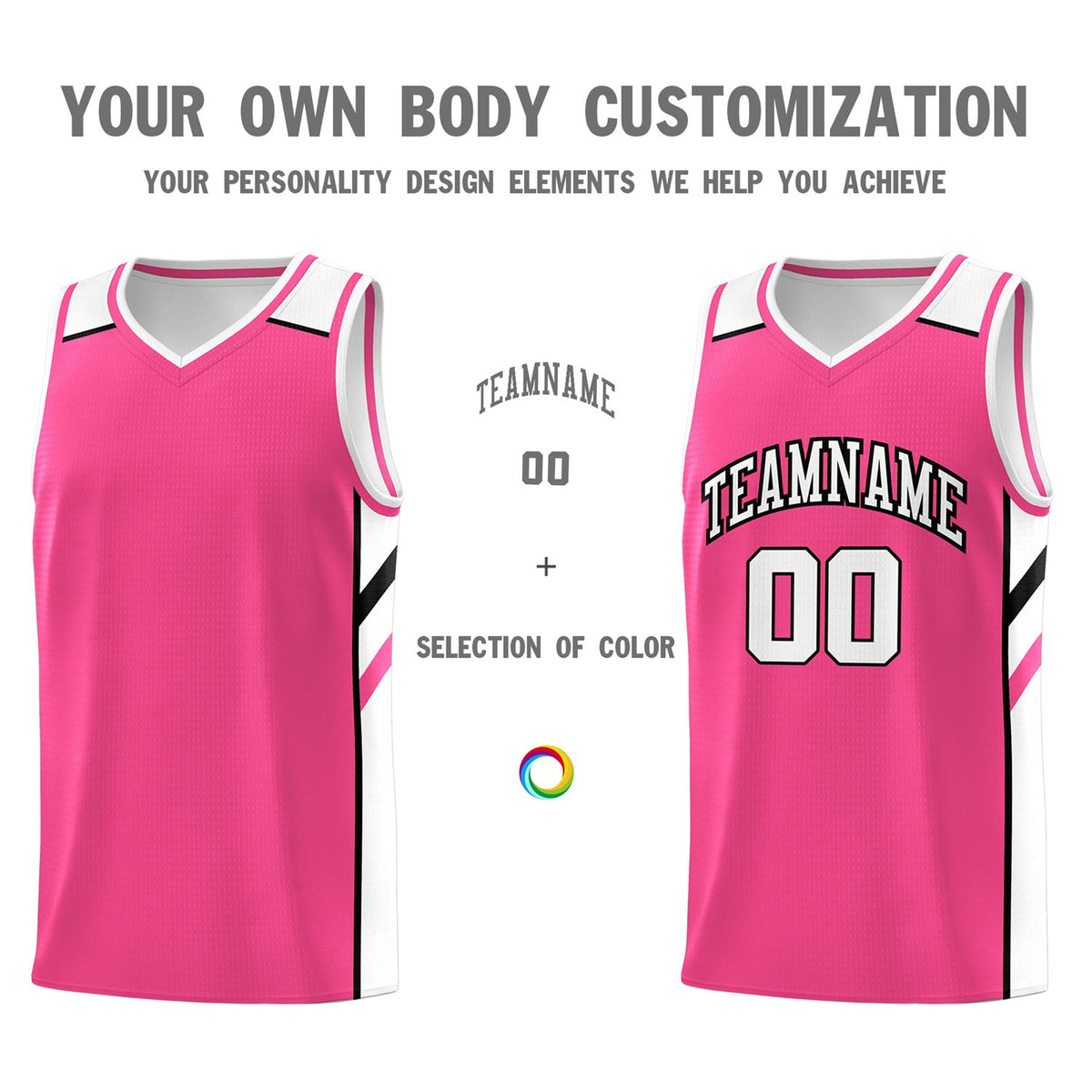 Custom Pink White Classic Tops Athletic Casual Basketball Jersey