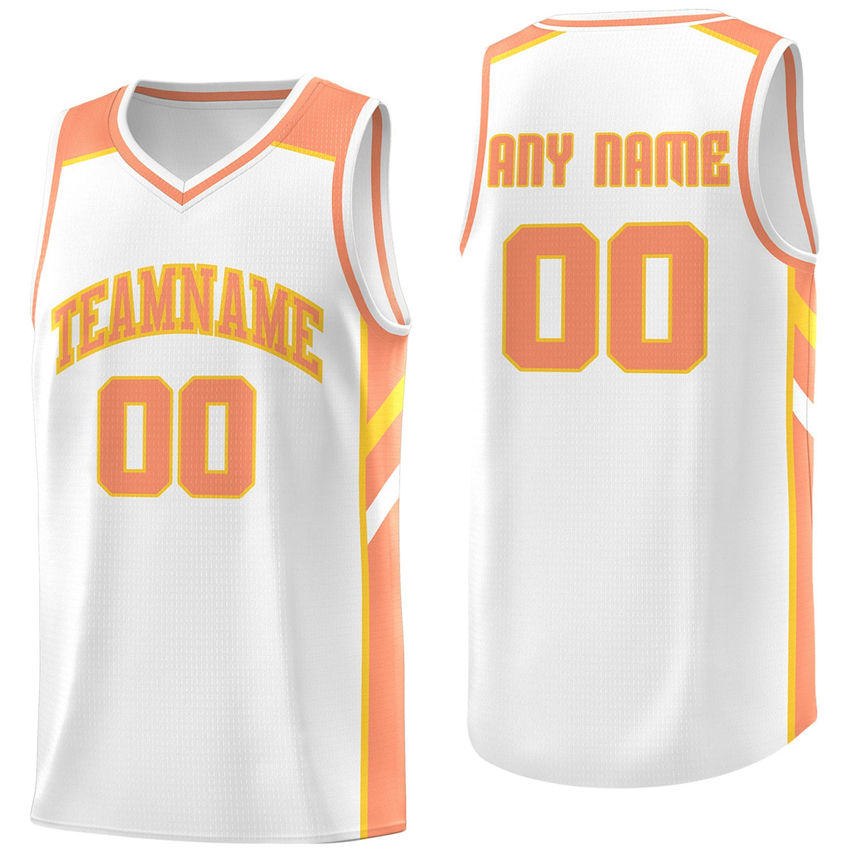 Custom White Orange Classic Tops Men/Boy Athletic Basketball Jersey