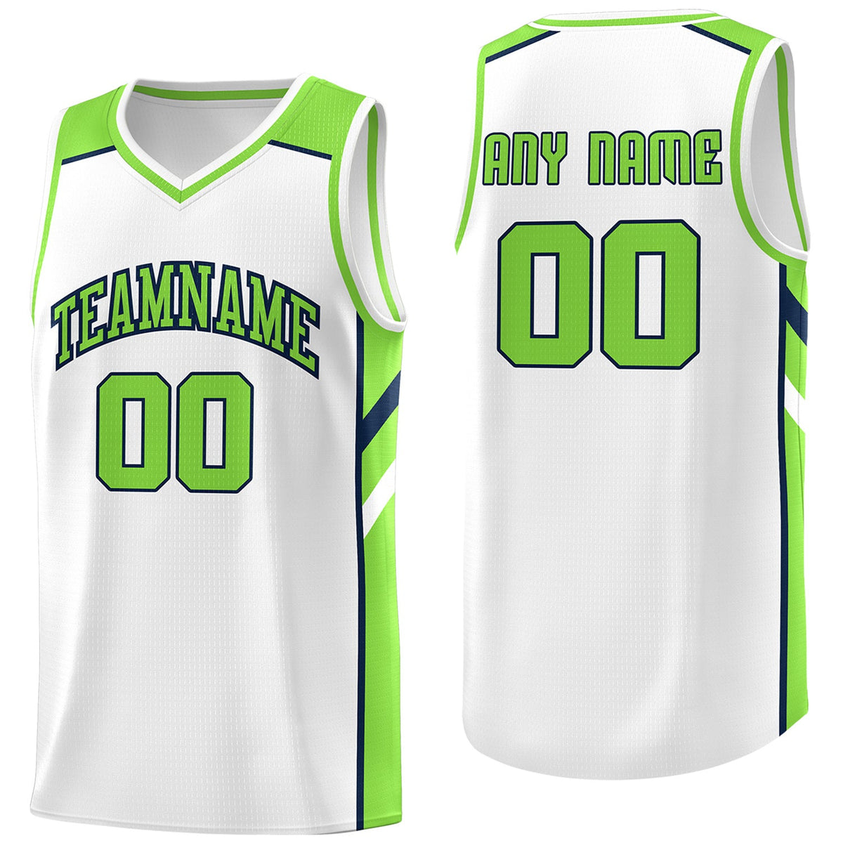 Custom White Green Classic Tops Men/Boy Athletic Basketball Jersey