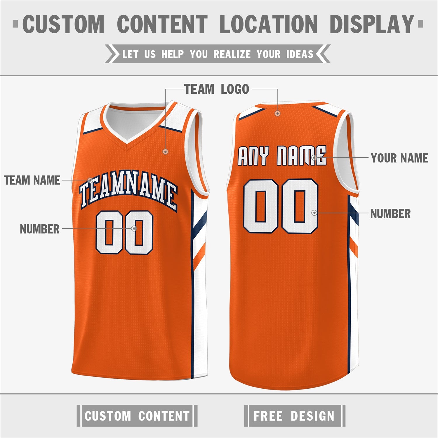 Custom Orange White Classic Tops Men/Boy Athletic Basketball Jersey