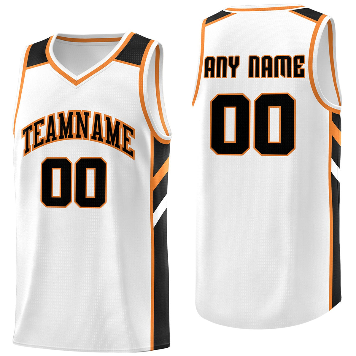 Custom White Black-Orange Classic Tops Men/Boy Athletic Basketball Jersey