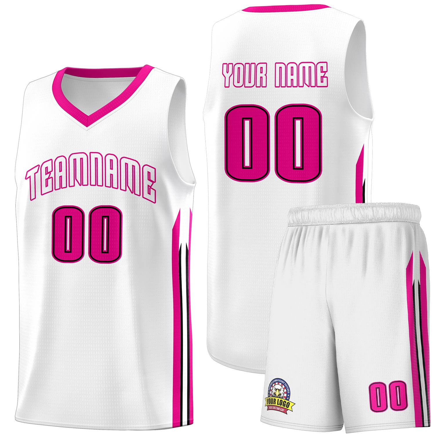 Custom White Pink Classic Sets Sports Uniform Basketball Jersey