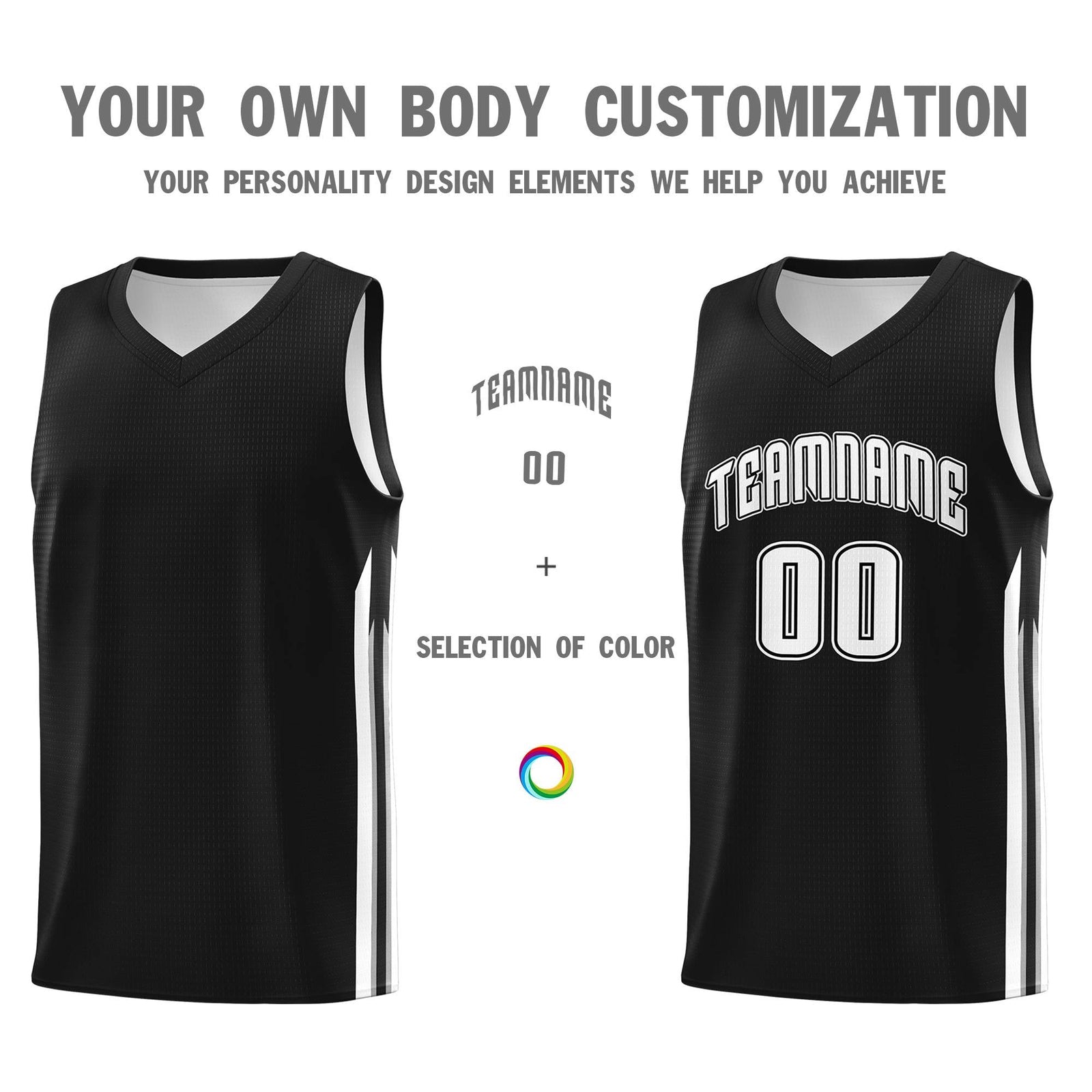 Custom Black White-Black Classic Sets Sports Uniform Basketball Jersey