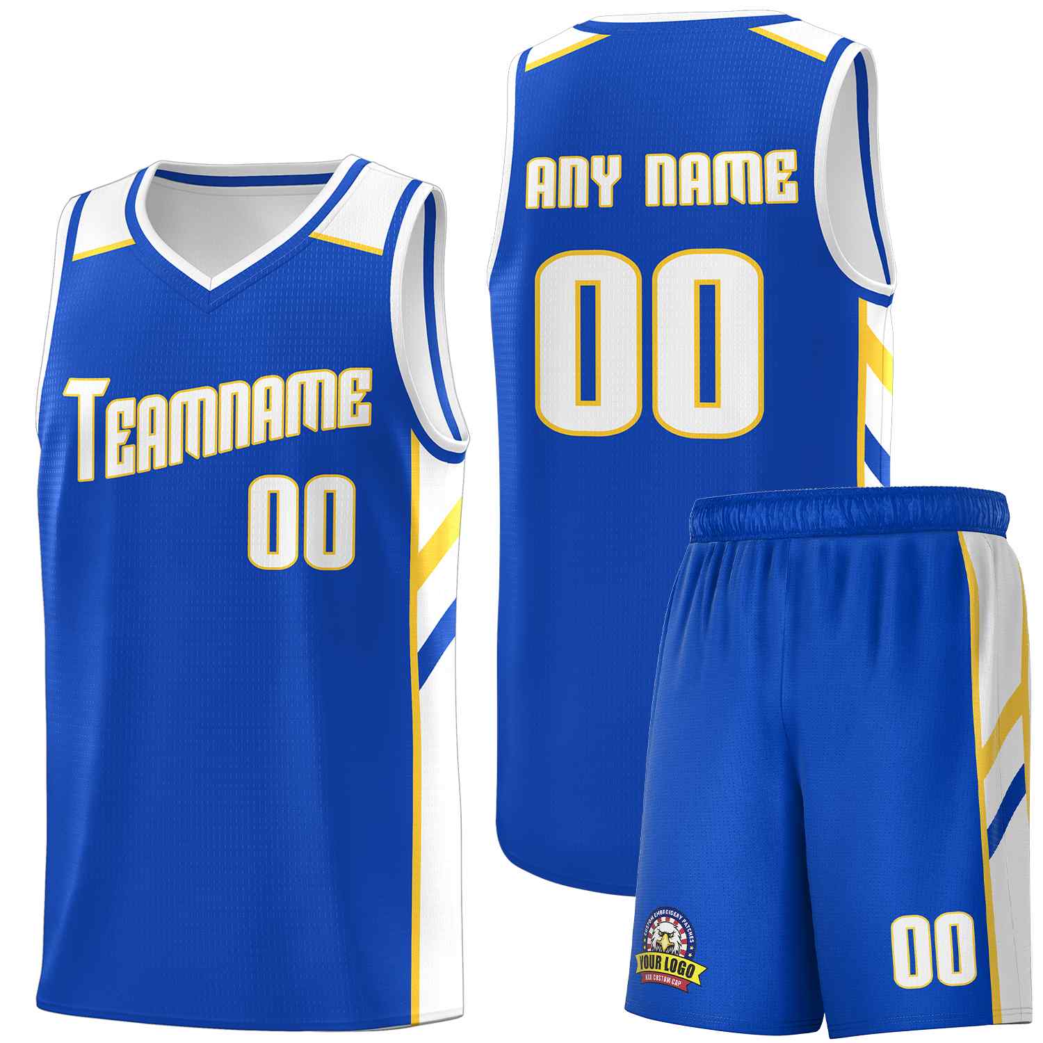 Custom Royal White-Yellow Classic Sets Sports Uniform Basketball Jersey