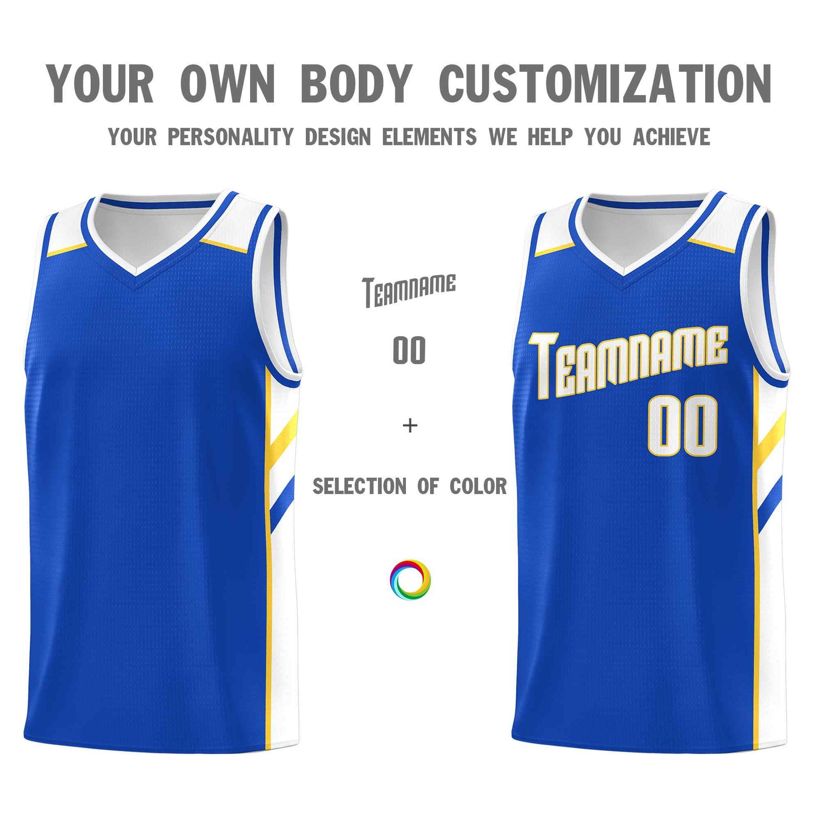 Custom Royal White-Yellow Classic Sets Sports Uniform Basketball Jersey