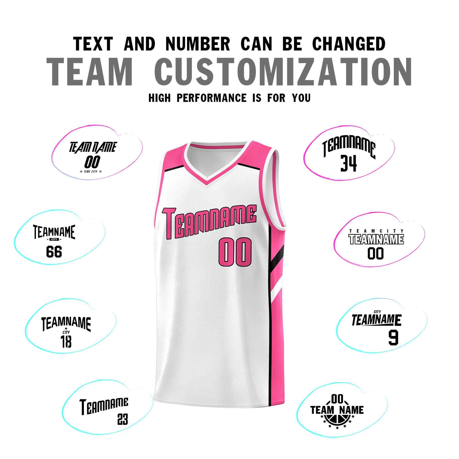 Custom White Pink-Black Classic Sets Sports Uniform Basketball Jersey