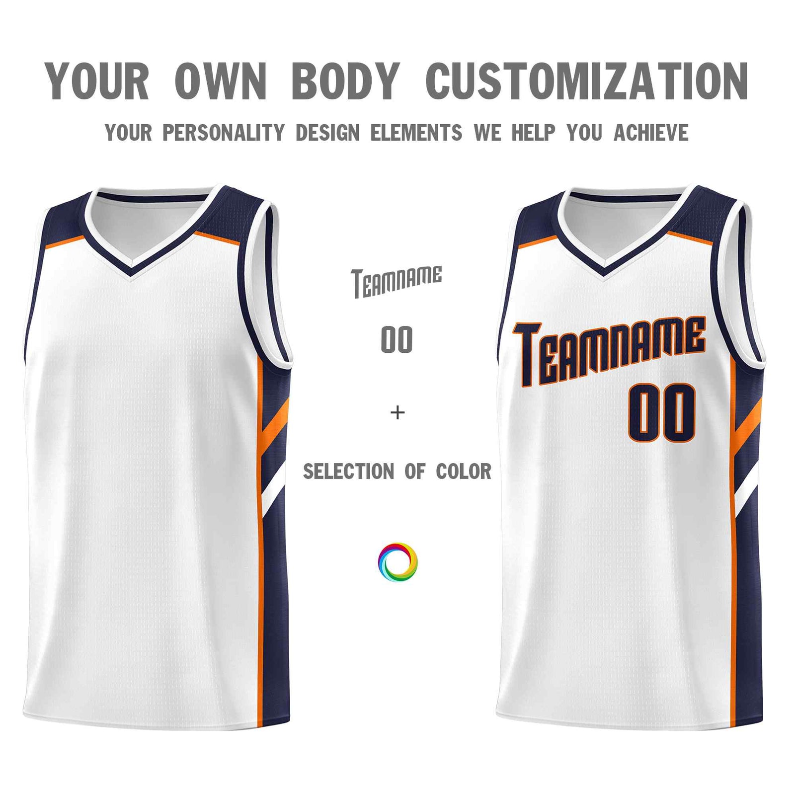 Custom White Navy-Orange Classic Sets Sports Uniform Basketball Jersey