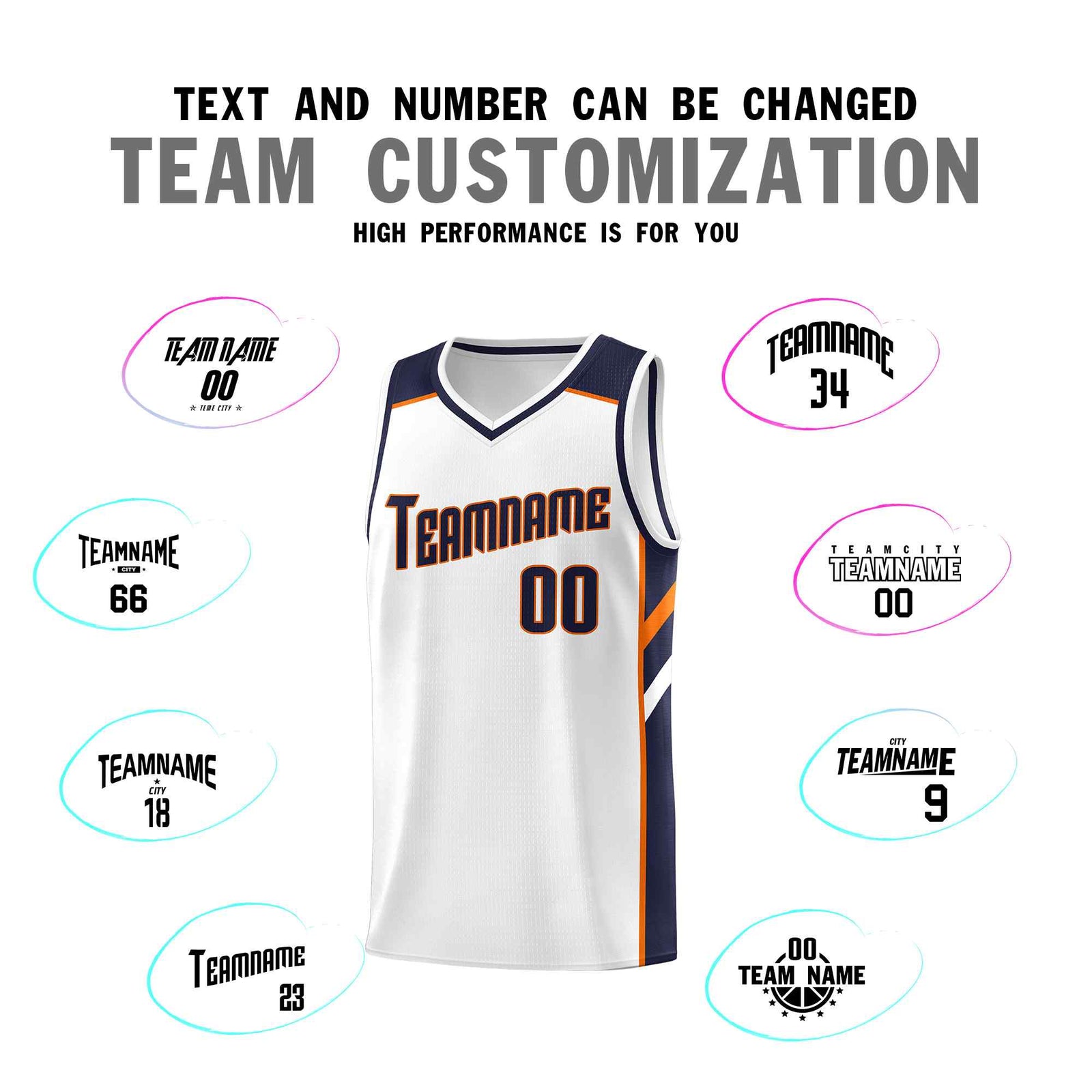 Custom White Navy-Orange Classic Sets Sports Uniform Basketball Jersey