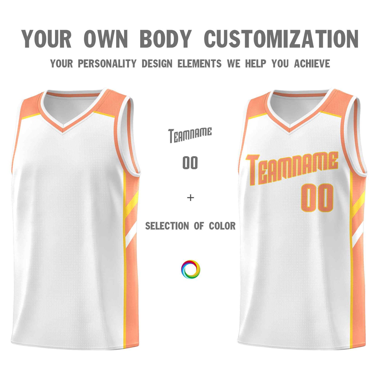 Custom White Orange-Yellow Classic Sets Sports Uniform Basketball Jersey