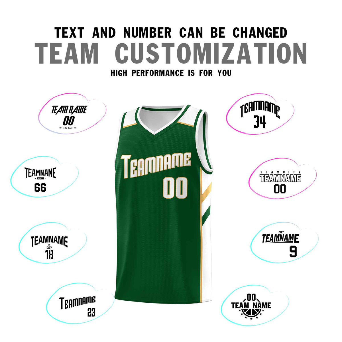 Custom Green White-Old Gold Classic Sets Sports Uniform Basketball Jersey