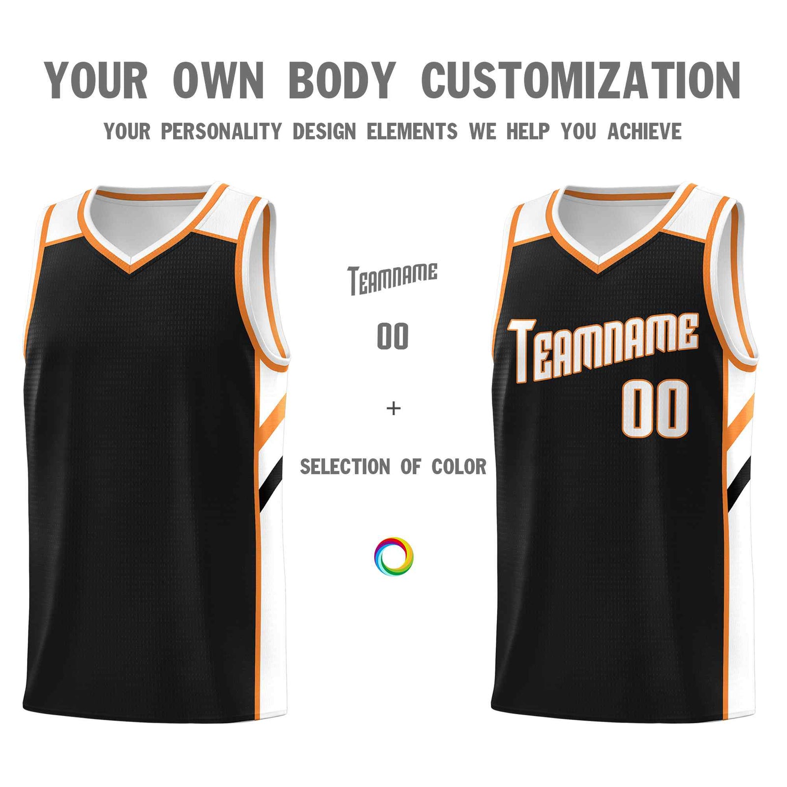 Custom Black White-Orange Classic Sets Sports Uniform Basketball Jersey