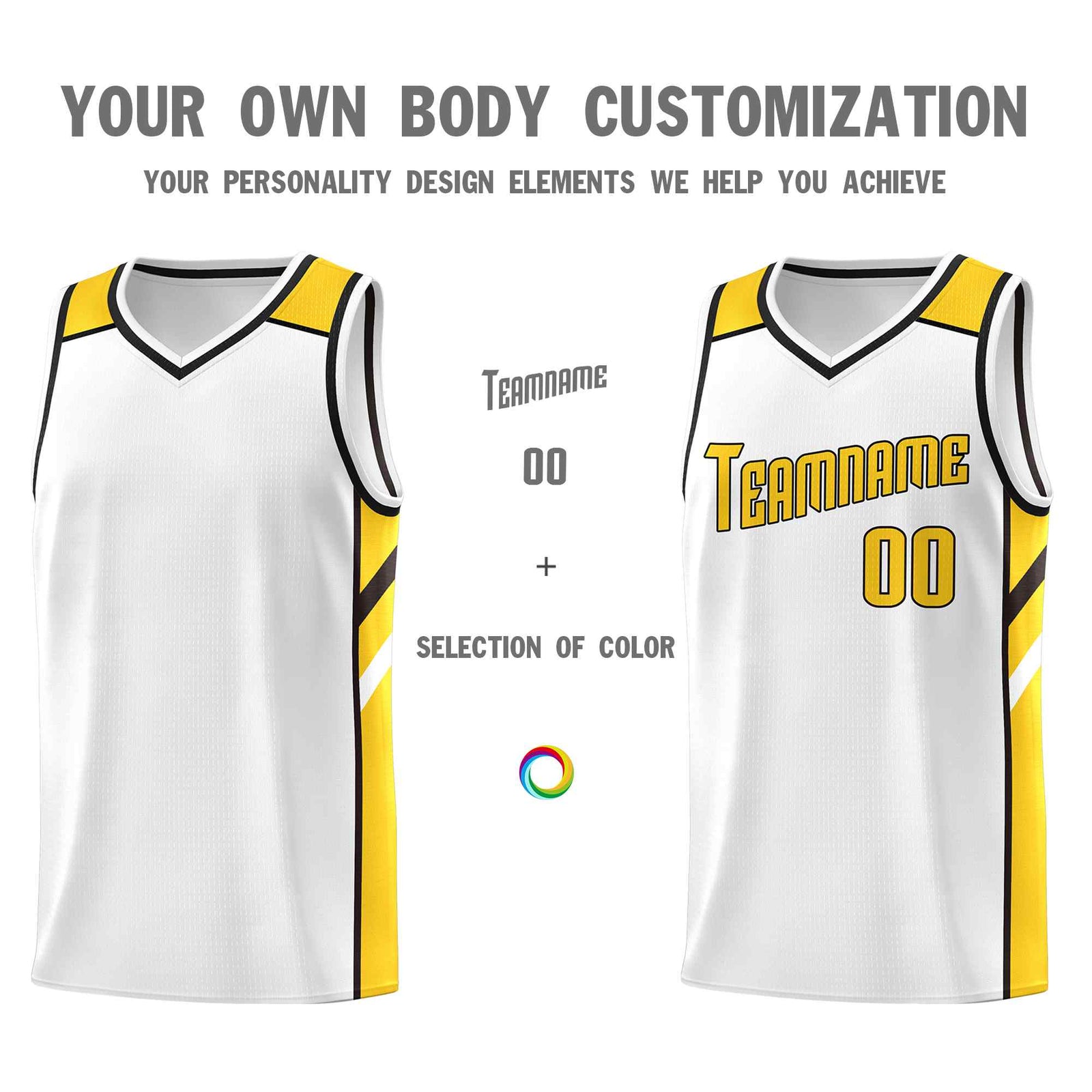 Custom White Yellow-Black Classic Sets Sports Uniform Basketball Jersey