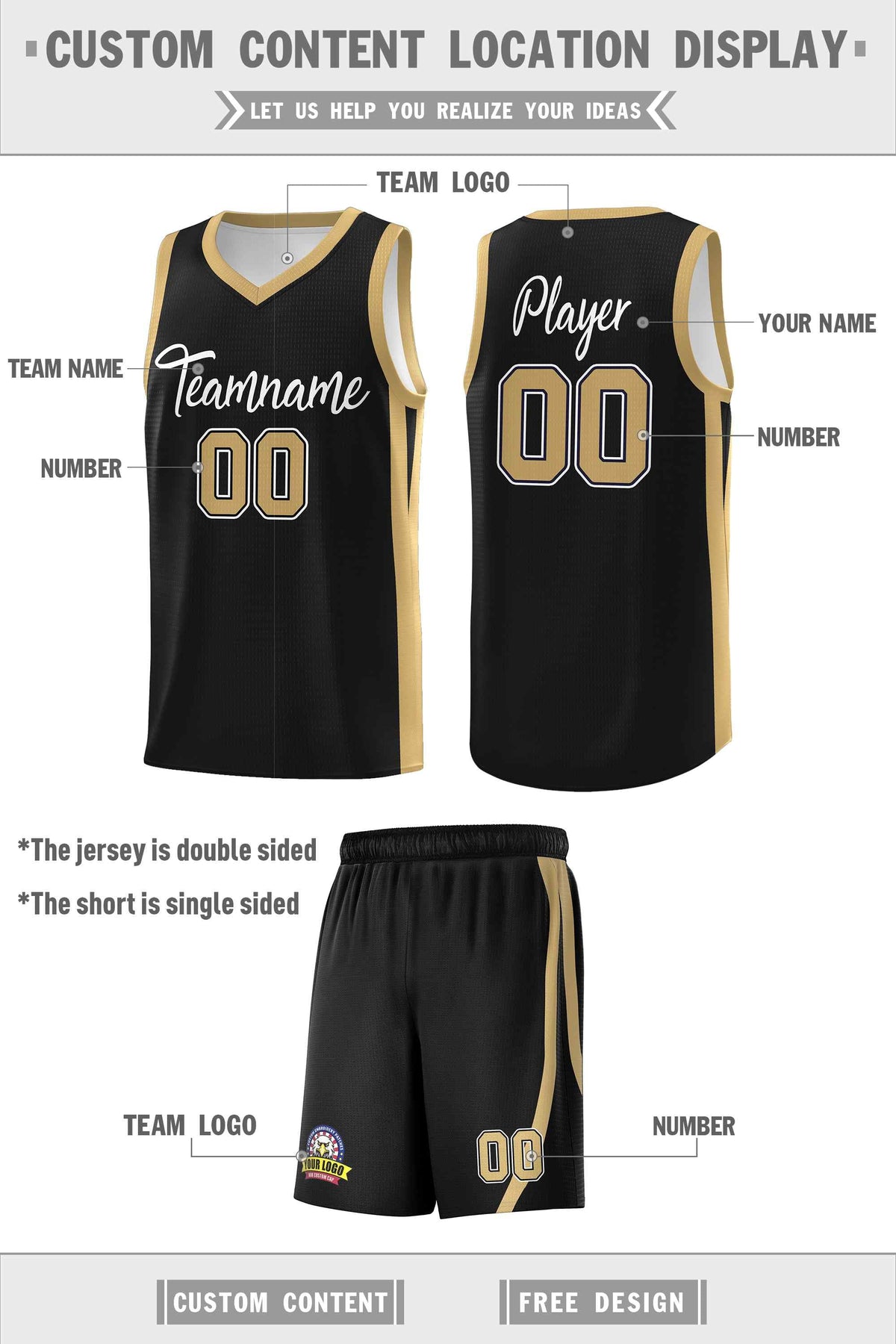 Custom Black White Classic Sets Sports Uniform Basketball Jersey