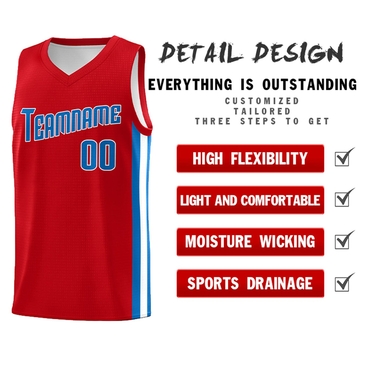 Custom Red Royal Classic Tops Tank Top Basketball Jersey