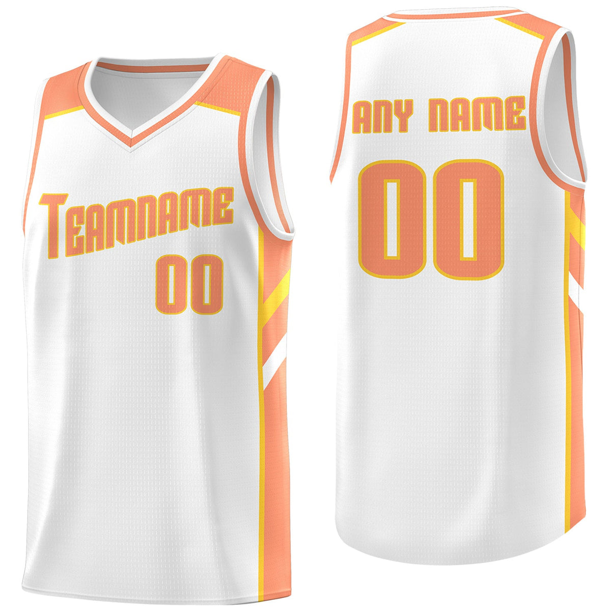 Custom White Orange Classic Tops Breathable Basketball Jersey