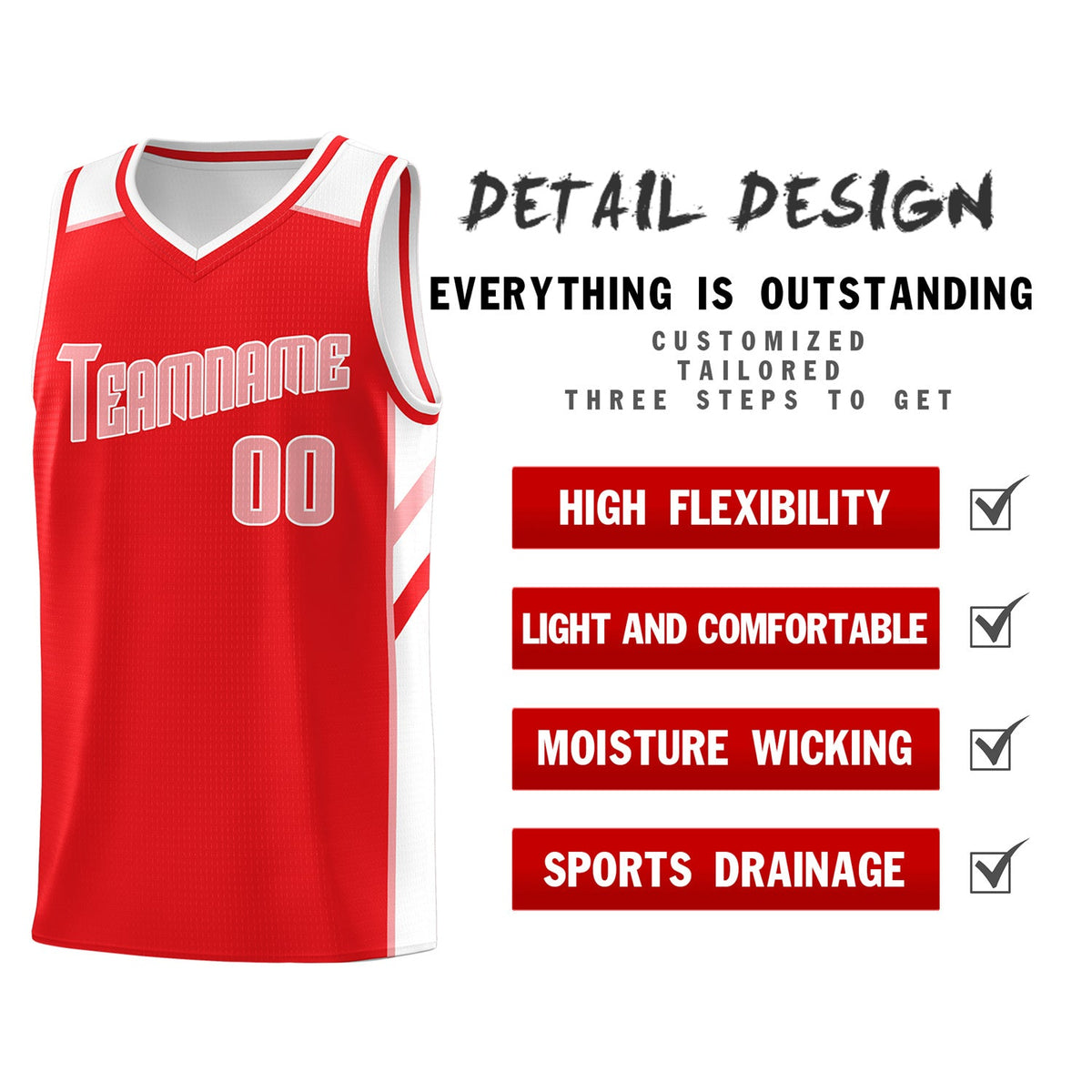 Custom Red White-Pink Classic Tops Sport Game Basketball Jersey