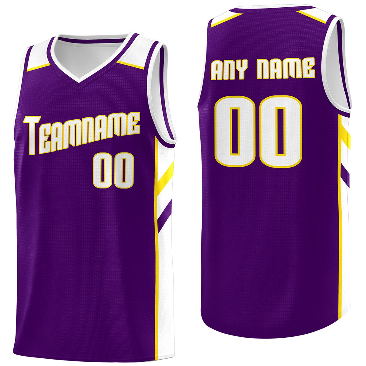 Custom Purple White-Yellow Classic Tops Men/Boy Athletic Basketball Jersey