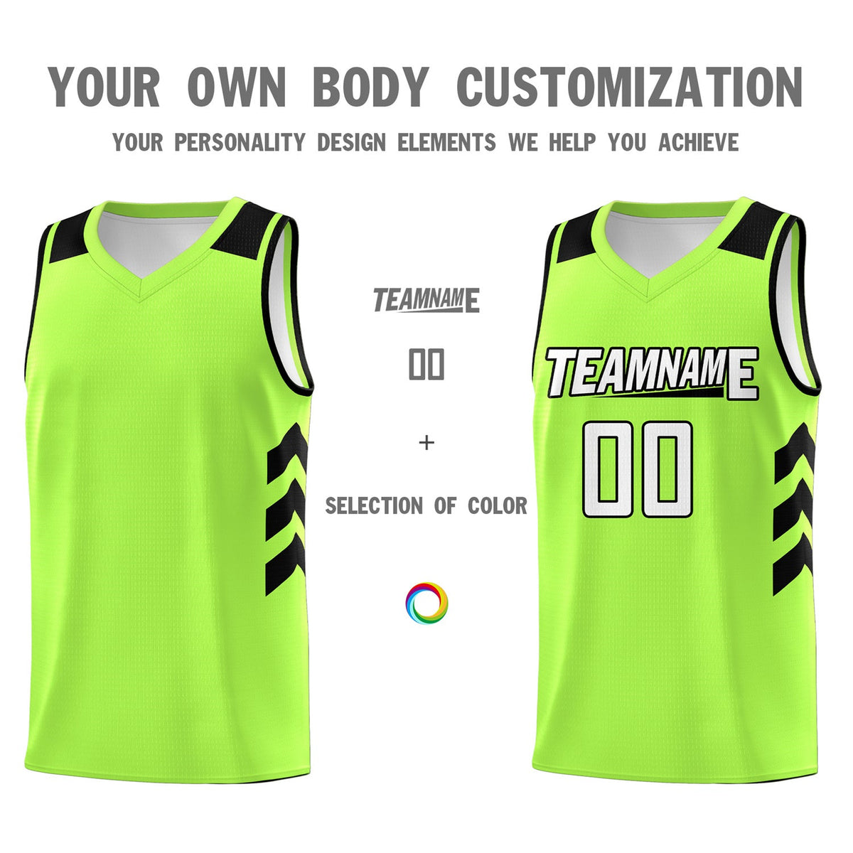 Custom Neon Green White-Black Classic Tops Mesh Sport Basketball Jersey