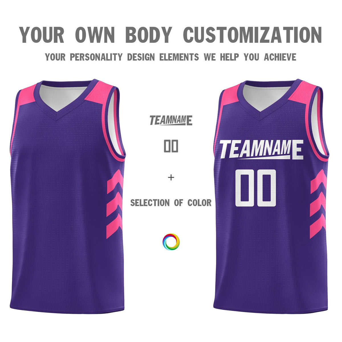 Custom Purple White-Pink Classic Tops Breathable Basketball Jersey