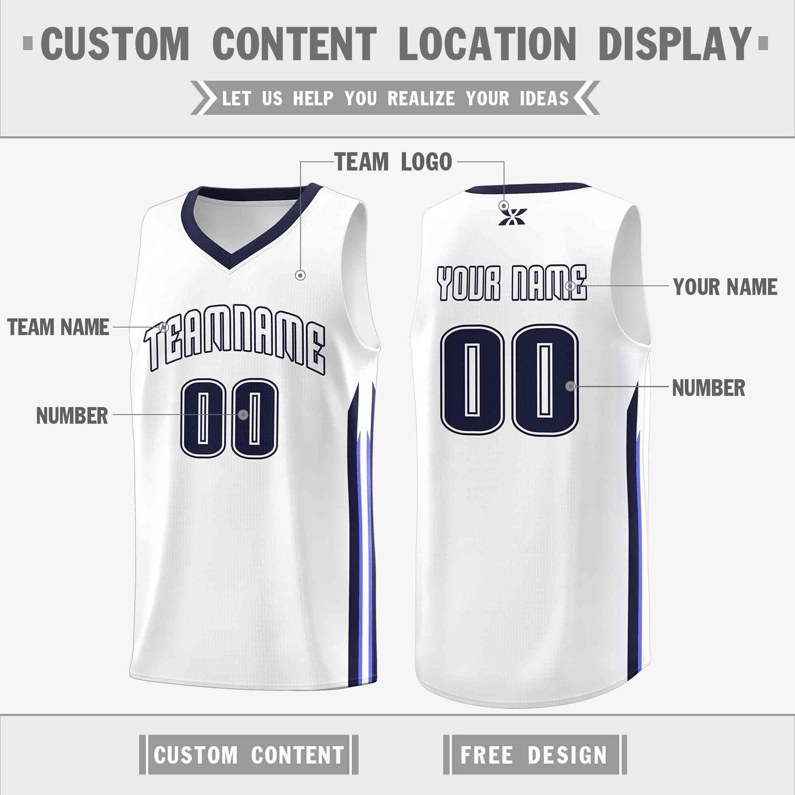 Custom White Navy-Classic Tops Mesh Sport Basketball Jersey